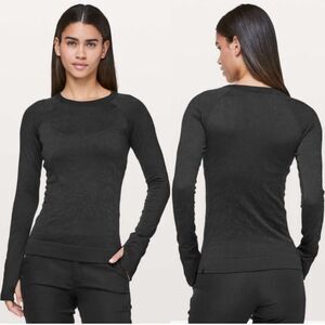 Lululemon Rest Less Compression Knit Long sleeve textured solid black Top size 2